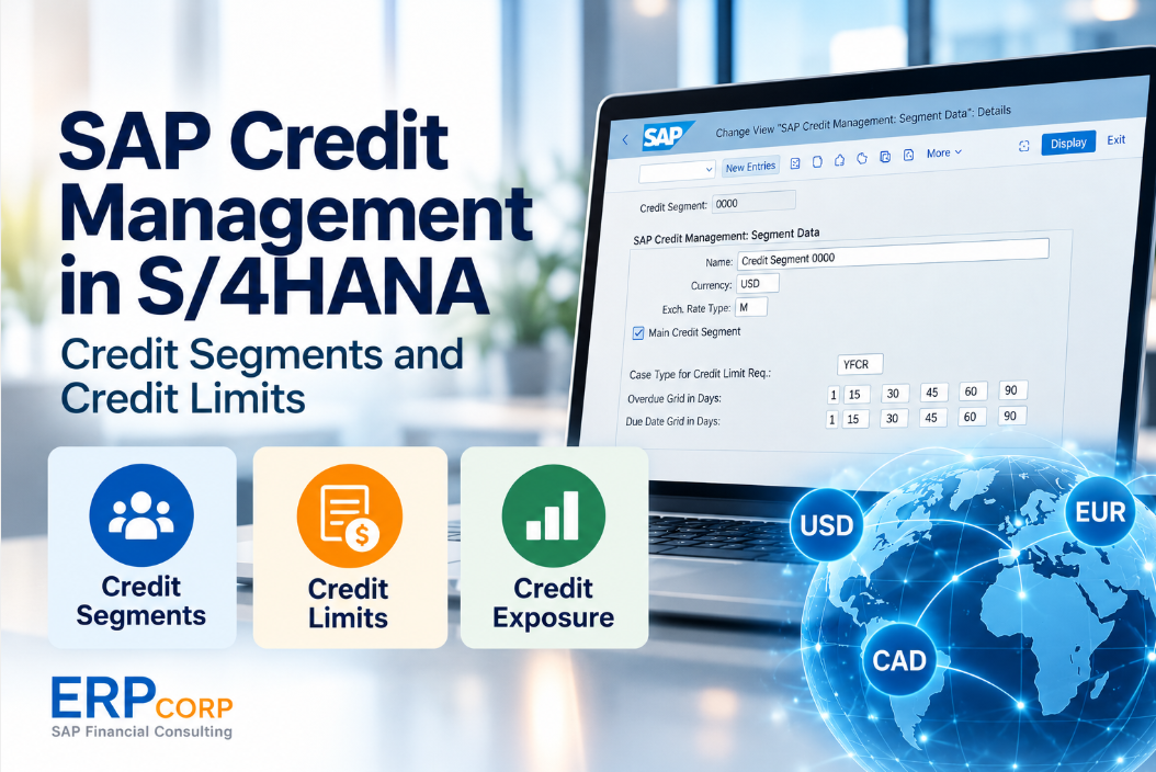 SAP Credit Management in S/4HANA with credit segments, credit limits, and credit exposure